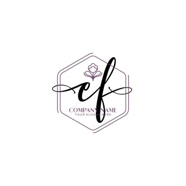 Çiçek ve Min ile Modern El Yazısı EF İlk Logo Şablonları
