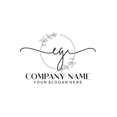 Çiçek ve Min ile Modern El Yazısı EG İlk Logo Şablonları
