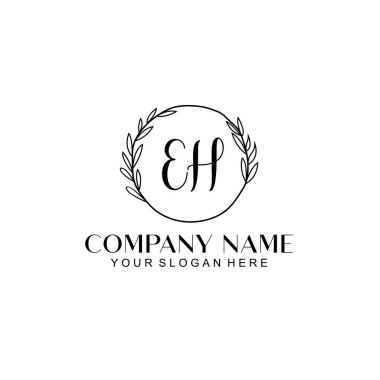 El yazısıyla EH Baş harfleriyle Çiçek Monogram Logosu Ayarları