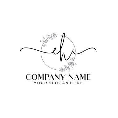 Çiçek ve Min ile Modern El Yazısı EH İlk Logo Şablonları
