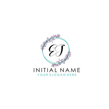 Çiçek ve Lüks Acc ile el yazısıyla EJ İlk Logo Şablonları