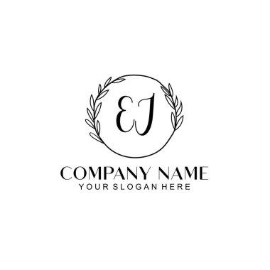 El yazısı EJ Baş harfleriyle Çiçek Monogram Logosu Ayarları
