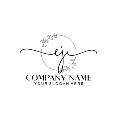 Çiçek ve Min ile Modern El Yazısı EJ İlk Logo Şablonları