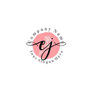 Çiçek ve Min ile Modern El Yazısı EJ İlk Logo Şablonları