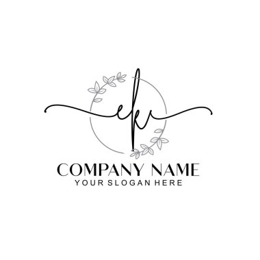 Çiçek ve Min ile Modern El Yazısı EK İlk Logo Şablonları