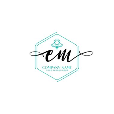 Çiçek ve Min ile Modern El Yazısı EM İlk Logo Şablonları