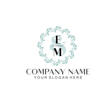 El yazısı EM Baş harfleriyle Çiçek Monogram Logosu Ayarları