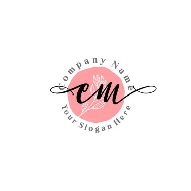 Çiçek ve Min ile Modern El Yazısı EM İlk Logo Şablonları