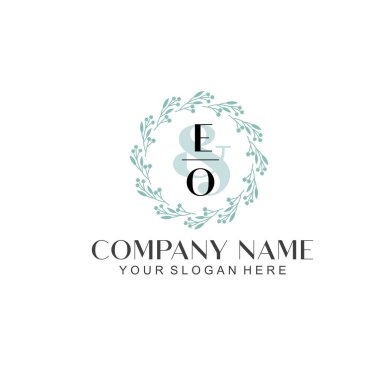 El yazısı EO Baş harfleriyle Çiçek Monogram Logosu Ayarları