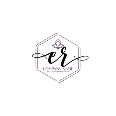 Çağdaş el yazısı ER Çiçek ve Min ile İlk Logo Şablonları