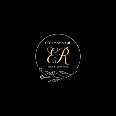 Çiçek ve Lüks Acc ile el yazısıyla ER İlk Logo Şablonları