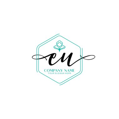 Floral ve Min ile Çağdaş El Yazısı AB İlk Logo Şablonları