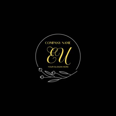 Floral ve Lüks Acc ile El Yazısıyla AB İlk Logo Şablonları