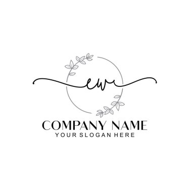 Çiçek ve Min ile Modern El Yazısı EW İlk Logo Şablonları