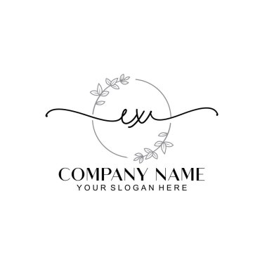 Çiçek ve Min ile Modern El Yazısı EX İlk Logo Şablonları