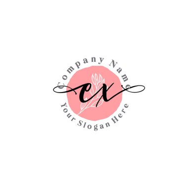 Çiçek ve Min ile Modern El Yazısı EX İlk Logo Şablonları