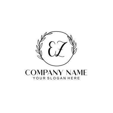 El yazısı EZ Baş harfleriyle Çiçek Monogram Logosu Ayarları