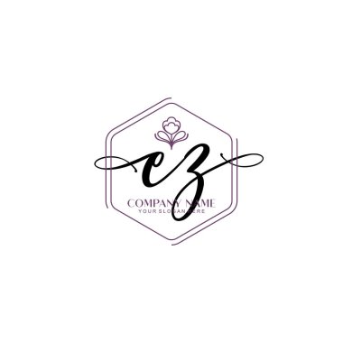 Çiçek ve Min ile Modern El Yazısı EZ İlk Logo Şablonları