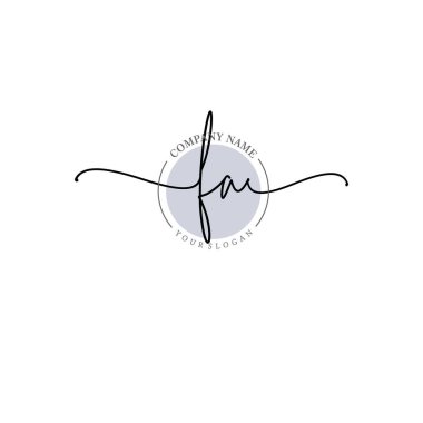 Çiçek ve Min ile Modern El Yazısı FA İlk Logo Şablonları