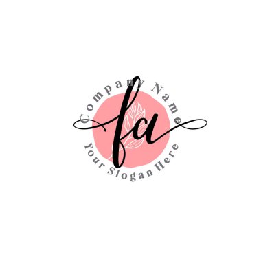 Çiçek ve Min ile Modern El Yazısı FA İlk Logo Şablonları