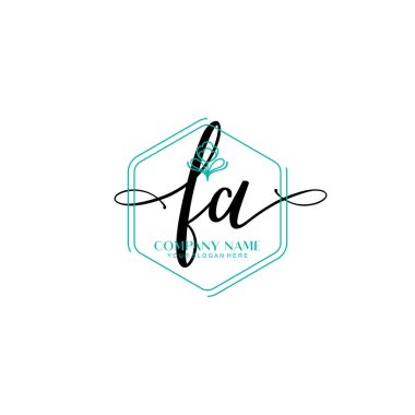 Çiçek ve Min ile Modern El Yazısı FA İlk Logo Şablonları