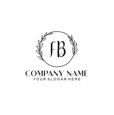 El yazısı FB Baş harfleriyle Çiçek Monogram Logosu Seti