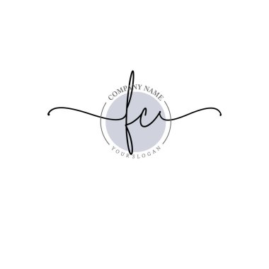 Çiçek ve Min ile Modern El Yazısı FC İlk Logo Şablonları
