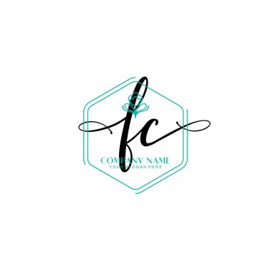 Çiçek ve Min ile Modern El Yazısı FC İlk Logo Şablonları