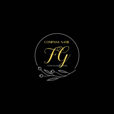 Floral ve Luxury Acc ile el yazısı FG İlk Logo Şablonları