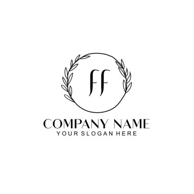 El yazısı FF Baş harfleriyle Çiçek Monogram Logosu Ayarları