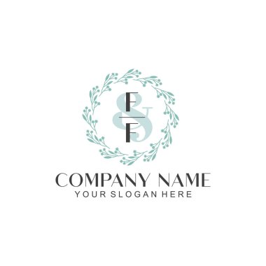 El yazısı FF Baş harfleriyle Çiçek Monogram Logosu Ayarları