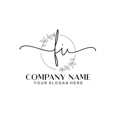 Çiçek ve Min ile Modern El Yazısı FI İlk Logo Şablonları