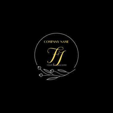 Floral ve Luxury Acc ile el yazısı FI İlk Logo Şablonları