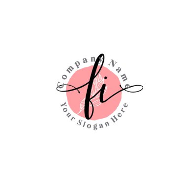 Çiçek ve Min ile Modern El Yazısı FI İlk Logo Şablonları