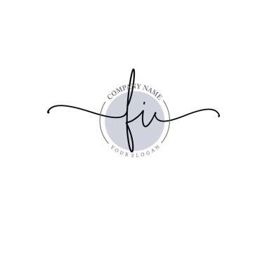 Çiçek ve Min ile Modern El Yazısı FI İlk Logo Şablonları