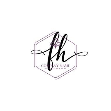 Çiçek ve Min ile Modern El Yazısı FH İlk Logo Şablonları