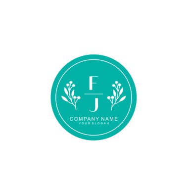El yazısı FJ baş harfleriyle Çiçek Monogram Logosu Ayarları