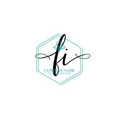 Çiçek ve Min ile Modern El Yazısı FI İlk Logo Şablonları