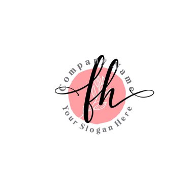 Çiçek ve Min ile Modern El Yazısı FH İlk Logo Şablonları
