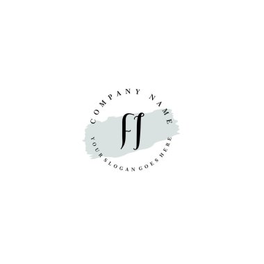 El yazısı FI Baş harfleriyle Çiçek Monogram Logosu Seti