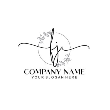 Çiçek ve Min ile Modern El Yazısı FJ İlk Logo Şablonları