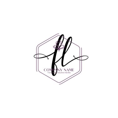Çiçek ve Min ile Modern El Yazısı FL İlk Logo Şablonları