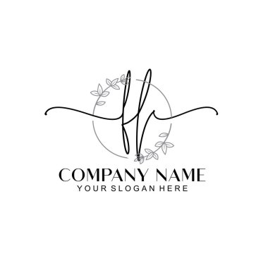Çiçek ve Min ile Modern El Yazısı FL İlk Logo Şablonları