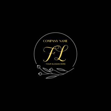 Floral ve Lüks Acc ile el yazması FL İlk Logo Şablonları