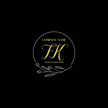 Floral ve Lüks Acc ile el yazması FK İlk Logo Şablonları