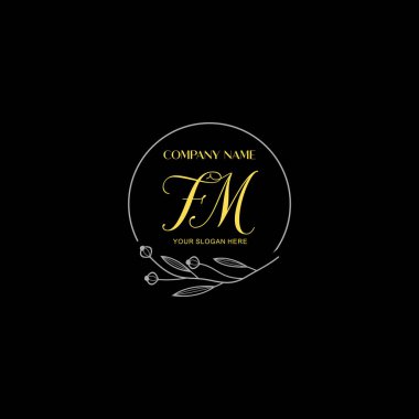 Floral ve Lüks Acc ile el yazması FM İlk Logo Şablonları