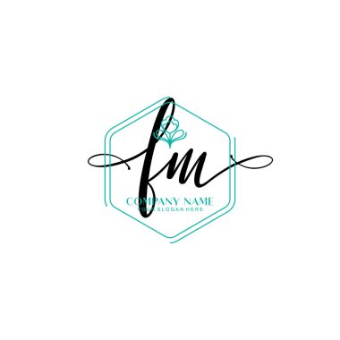 Çiçek ve Min ile Modern El Yazısı FM İlk Logo Şablonları