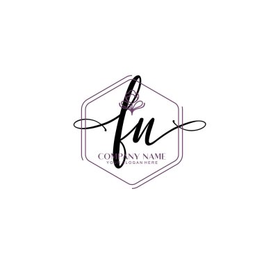 Çiçek ve Min ile Modern El Yazısı FN İlk Logo Şablonları