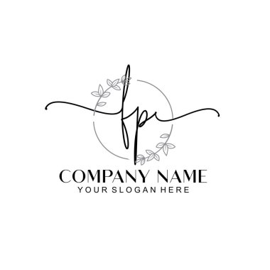 Çiçek ve Min ile Modern El Yazısı FP İlk Logo Şablonları