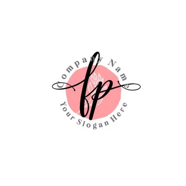 Çiçek ve Min ile Modern El Yazısı FP İlk Logo Şablonları
